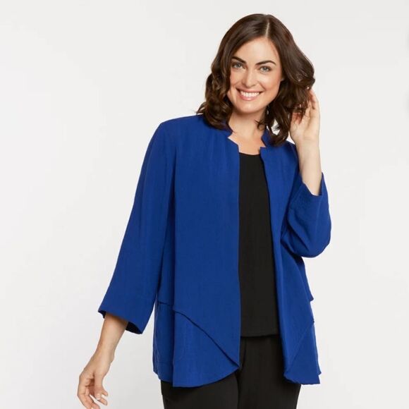 Fridaze Layered Front Linen Jacket BLACK - Picture 1 of 9